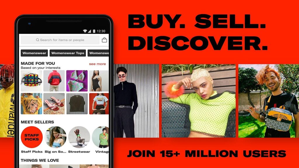 ''Depop'' internetveikals, kas ļauj pirkt un pārdot apgērbus, jeb drēbes.