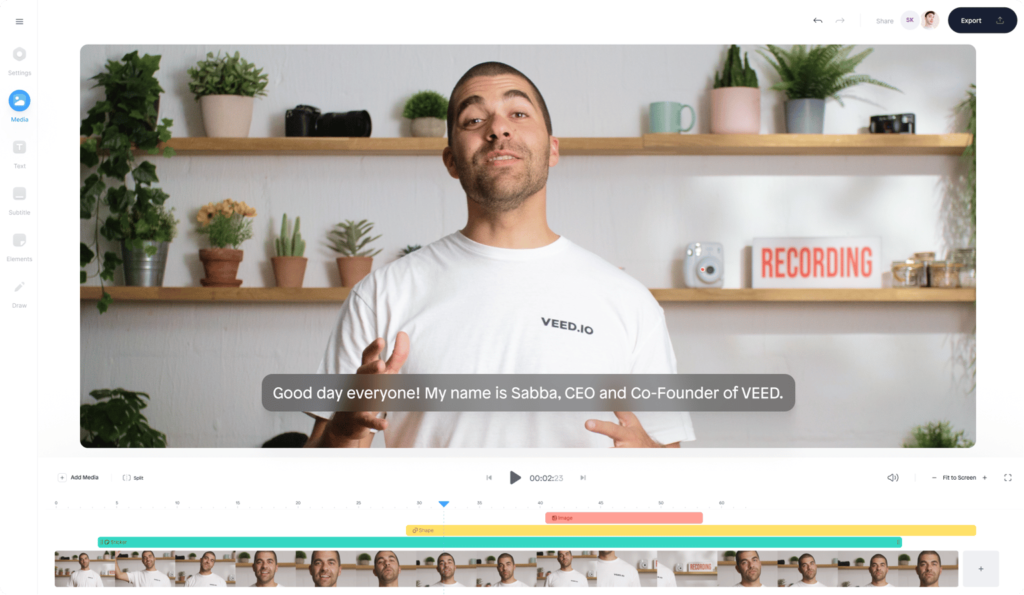 ''Veed.io" rediģēšanas priekšskatījums
