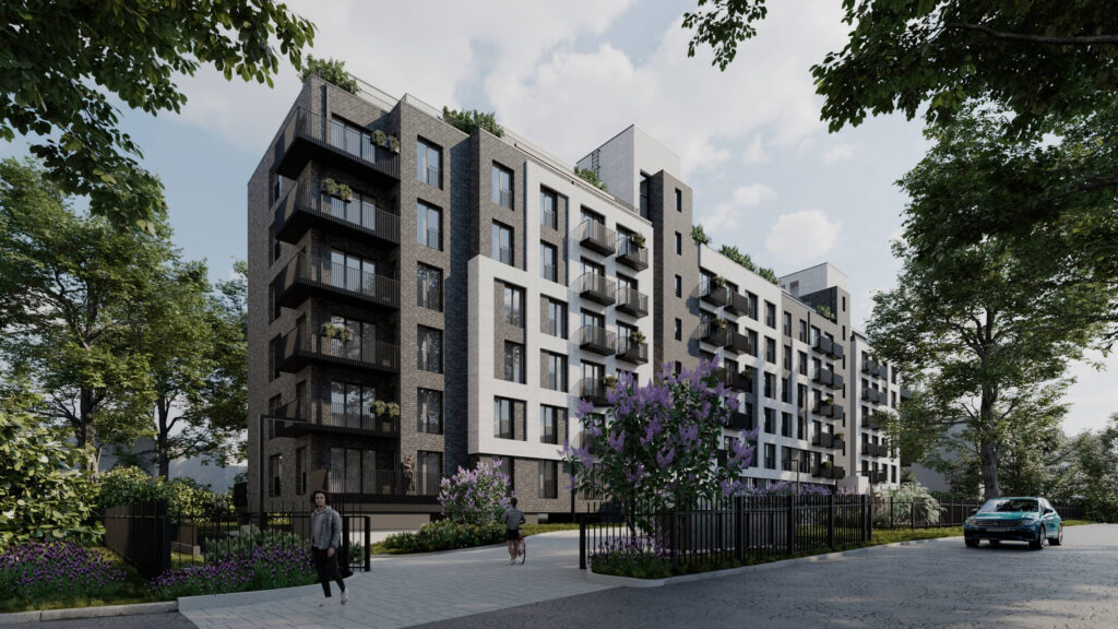 Jauns projekts Rīgas centrā ''Dainas''. Projekta ''Dainas'' pelēkā ēka.