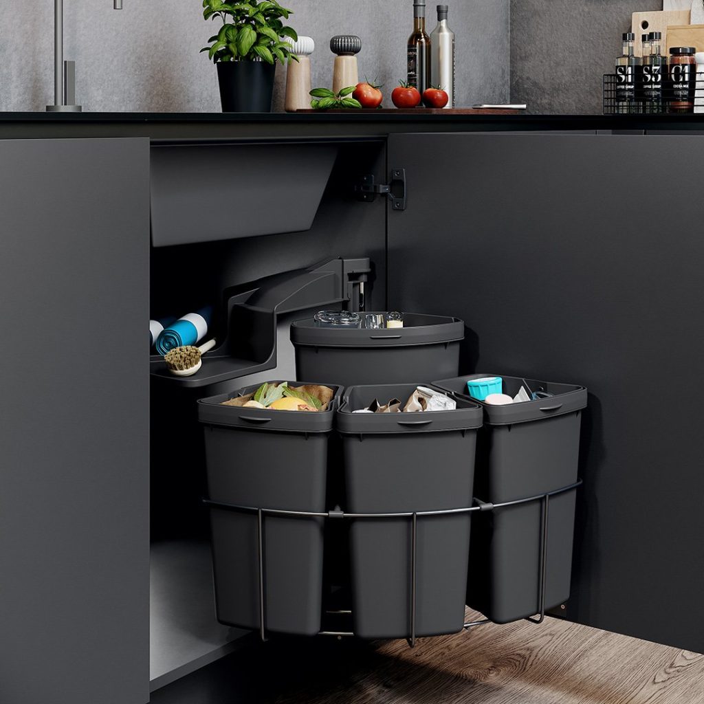 Atkritumu šķirošanas sistēmas modelis VS ENVI® Center tumšā krāsā.