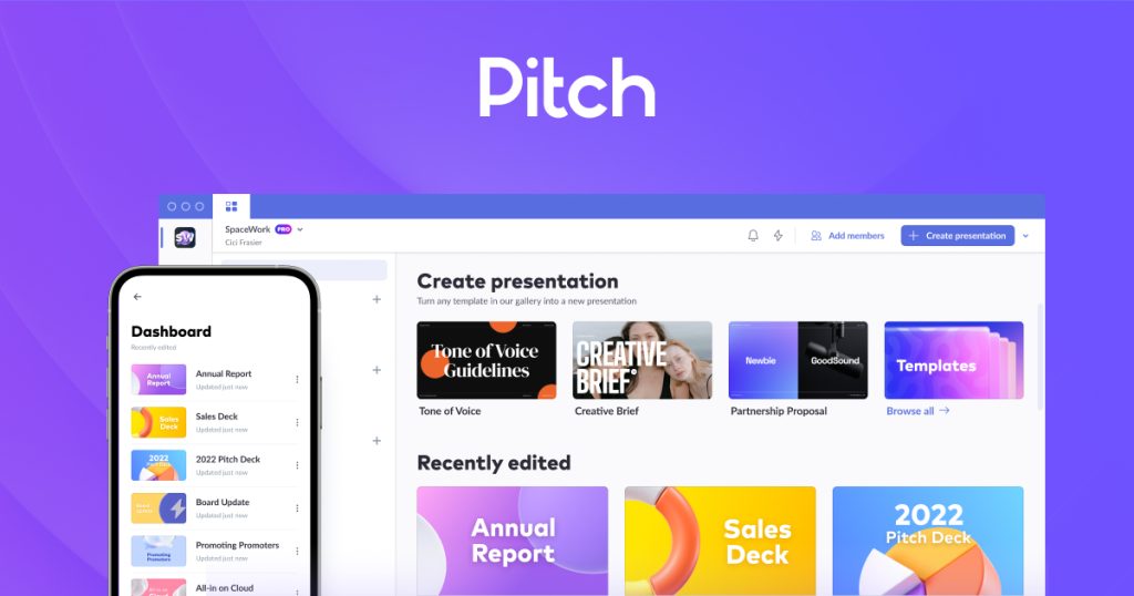 Pitch prezentāciju veidošanas rīks online