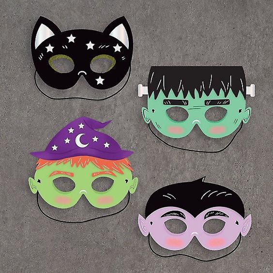 Helovīnu maskas bērniem no papīra