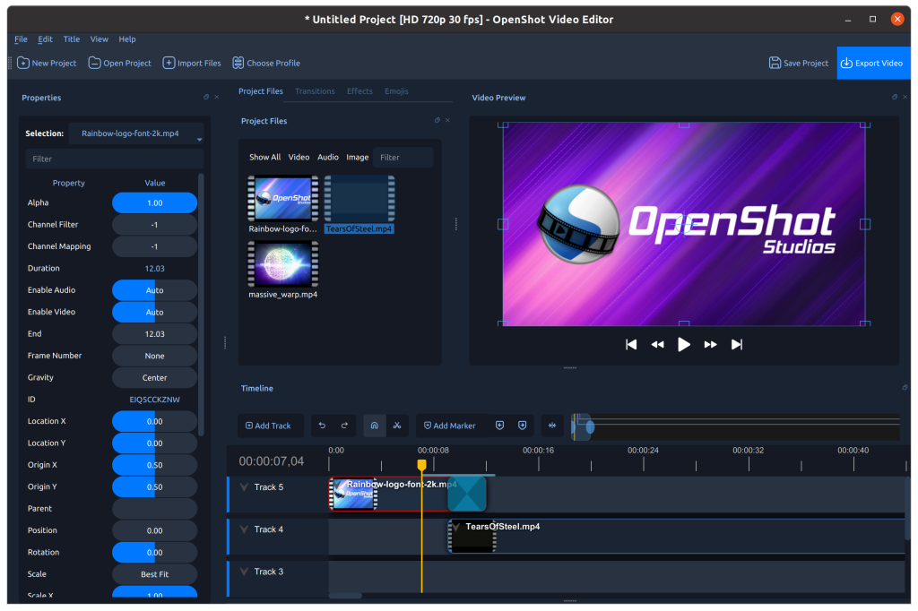 Openshot video montēšanas programma
