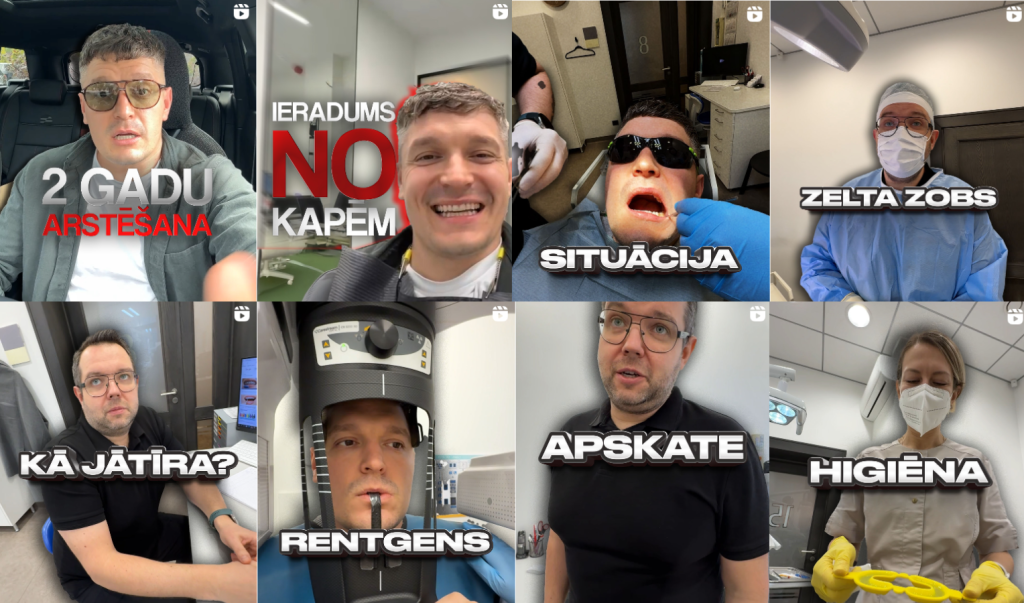 reels ekrānšāviņi no zobu labošanas procesa