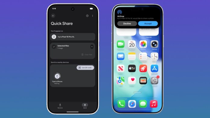Android Quickshare ar iphone
