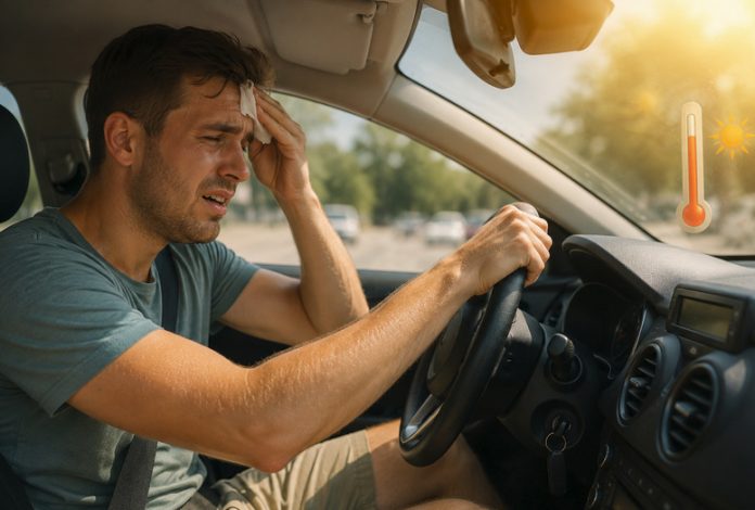 Vīrietim karsti automašīnā