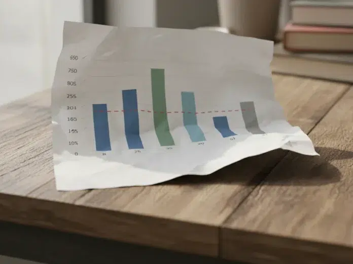 Izdrukāta stabiņu diagramma ar iezīmētu vidējo līniju uz galda, vidējā alga latvijā pa pilsētām